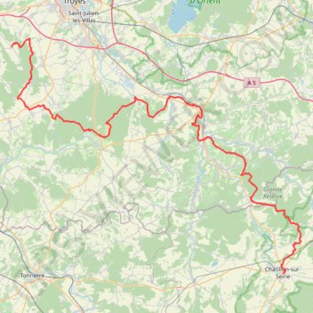 Itinéraire De Châtillon-sur-Seine à Vauchassis, distance, dénivelé, altitude, carte, profil, trace GPS