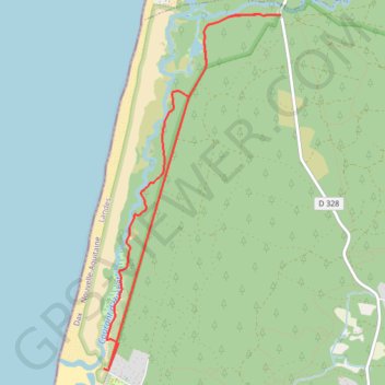 Itinéraire Courant d'Huchet - Léon, distance, dénivelé, altitude, carte, profil, trace GPS