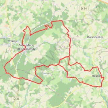 Itinéraire Rando de Saint-Mars-de-Locquenay, distance, dénivelé, altitude, carte, profil, trace GPS