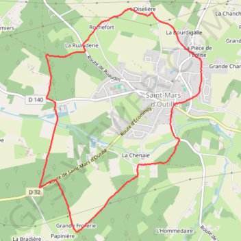 Itinéraire Saint-Mars-d'Outillé, distance, dénivelé, altitude, carte, profil, trace GPS