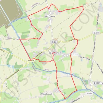 Itinéraire Circuit de la tête de Flandre (Boëseghem), distance, dénivelé, altitude, carte, profil, trace GPS