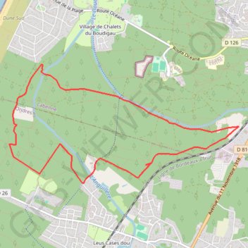 Itinéraire Pinède d'arrière dune à Ondres, distance, dénivelé, altitude, carte, profil, trace GPS