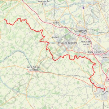 Itinéraire GR127 De Dennebroeucq à Arras (Pas-de-Calais), distance, dénivelé, altitude, carte, profil, trace GPS