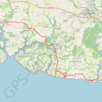 Itinéraire Pont-Aven - Clohars-Carnoët, distance, dénivelé, altitude, carte, profil, trace GPS