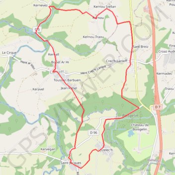 Itinéraire Rando autour de Lanleff, distance, dénivelé, altitude, carte, profil, trace GPS