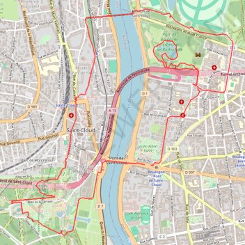 Itinéraire De Boulogne à Saint Cloud - rando les coteaux de Saint Cloud, distance, dénivelé, altitude, carte, profil, trace GPS