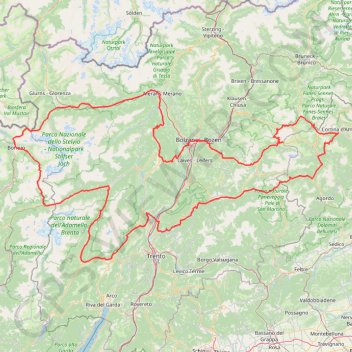 Itinéraire Dolomites V1, distance, dénivelé, altitude, carte, profil, trace GPS