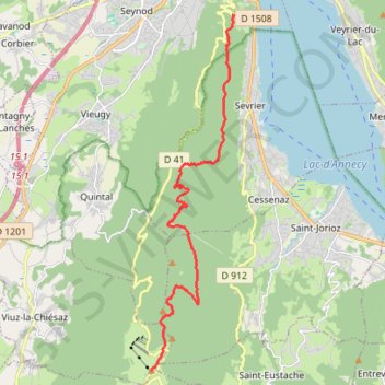 Itinéraire Annecy Semnoz, distance, dénivelé, altitude, carte, profil, trace GPS