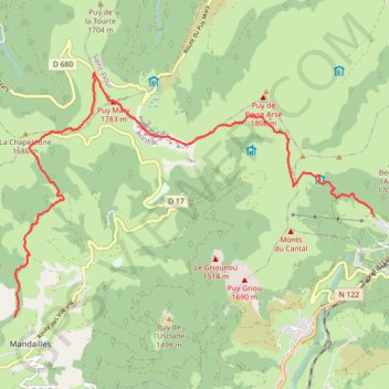 Itinéraire Alagnon Puy Mary Mandailles, distance, dénivelé, altitude, carte, profil, trace GPS