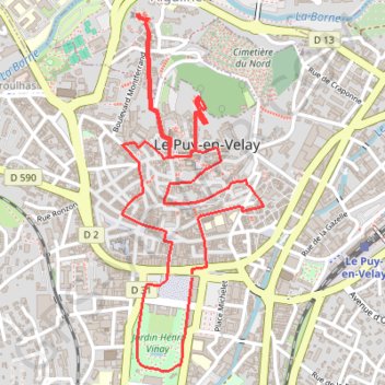 Itinéraire Circuit Touristique et Pédestre - Le Puy-en-Velay, distance, dénivelé, altitude, carte, profil, trace GPS