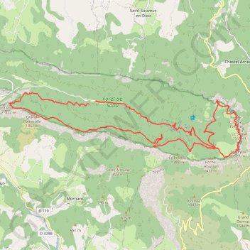Itinéraire Foret de Saou, distance, dénivelé, altitude, carte, profil, trace GPS