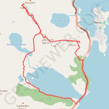 Itinéraire Bivouac dans les Lofoten - Ascension du Veinestinden, distance, dénivelé, altitude, carte, profil, trace GPS