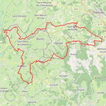 Itinéraire Saint-Denis-de-Cabanne, à la conquête de Mars, distance, dénivelé, altitude, carte, profil, trace GPS