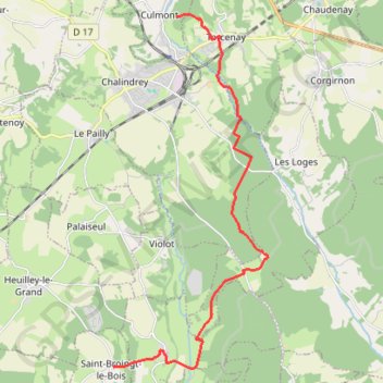 Itinéraire La Via Francigena - Traversée de la Haute-Marne - De Culmont à Saint-Boingt-le-Bois, distance, dénivelé, altitude, carte, profil, trace GPS