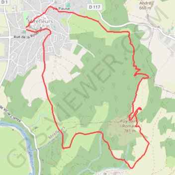 Itinéraire Mirefleurs, distance, dénivelé, altitude, carte, profil, trace GPS