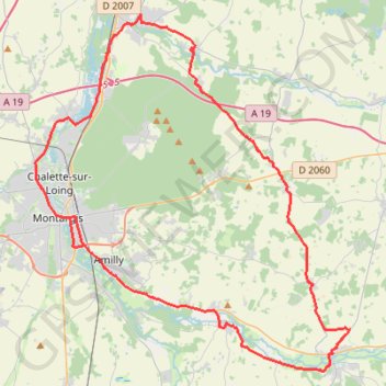 Itinéraire Montargis - Ferrières - Châteaurenard, distance, dénivelé, altitude, carte, profil, trace GPS