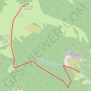 Itinéraire Pic de Mont Las, distance, dénivelé, altitude, carte, profil, trace GPS