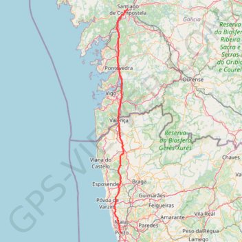 Itinéraire Caminho Português [B] Central, distance, dénivelé, altitude, carte, profil, trace GPS