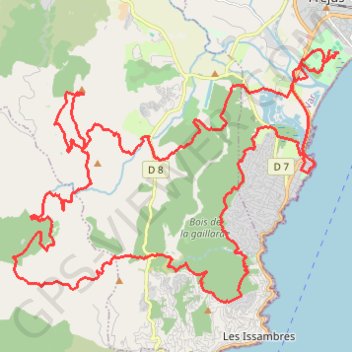 Itinéraire Roc d'Azur, distance, dénivelé, altitude, carte, profil, trace GPS
