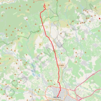 Itinéraire 38 beziers - mt marcou 30, distance, dénivelé, altitude, carte, profil, trace GPS