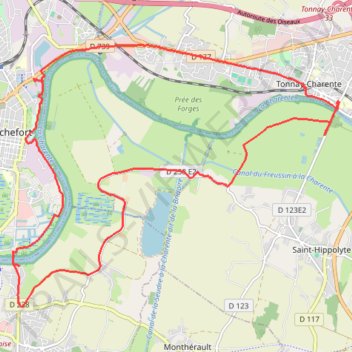 Itinéraire Pont suspendu de Tonnay - Pont tranbordeur de Rochefort, distance, dénivelé, altitude, carte, profil, trace GPS