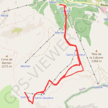 Itinéraire Sortie Isola, distance, dénivelé, altitude, carte, profil, trace GPS
