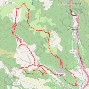 Itinéraire Lauroux - Mas de Murène - Labeil, distance, dénivelé, altitude, carte, profil, trace GPS