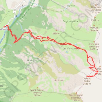 Itinéraire Cime du diable par la Gordolasque, distance, dénivelé, altitude, carte, profil, trace GPS