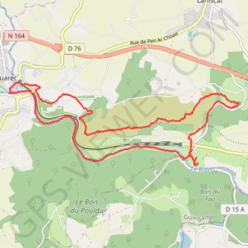 Itinéraire Gouarec-Abbaye bon Repos-Gouarec, distance, dénivelé, altitude, carte, profil, trace GPS