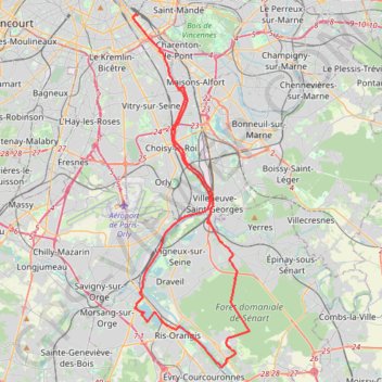 Itinéraire Boucle Écluse d'Evry – Chemin en bord de Seine au départ de Bercy, distance, dénivelé, altitude, carte, profil, trace GPS