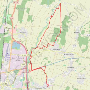 Itinéraire Forêt de Holtzwihr, distance, dénivelé, altitude, carte, profil, trace GPS