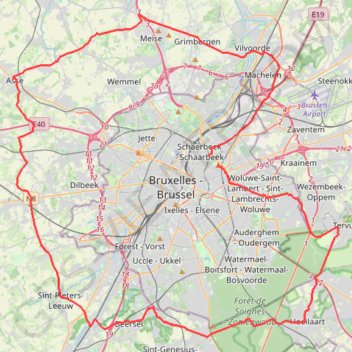 Itinéraire Josaphat - Tour de Bruxelles - 85km - 779m, distance, dénivelé, altitude, carte, profil, trace GPS