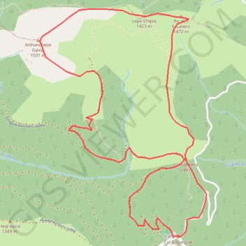 Itinéraire L'Arthanolatze et le Pic des Escaliers en boucle depuis les chalets d'Iraty, distance, dénivelé, altitude, carte, profil, trace GPS