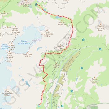 Itinéraire Le tour des glacier s de la vanoise, distance, dénivelé, altitude, carte, profil, trace GPS
