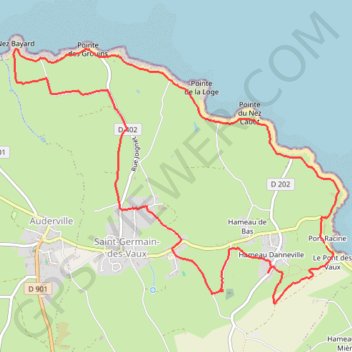 Itinéraire Saint-Germain-des-Vaux (50440), distance, dénivelé, altitude, carte, profil, trace GPS