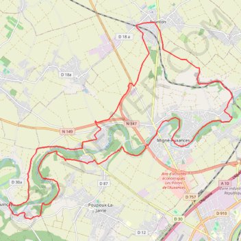 Itinéraire Avanton migne auxances, distance, dénivelé, altitude, carte, profil, trace GPS