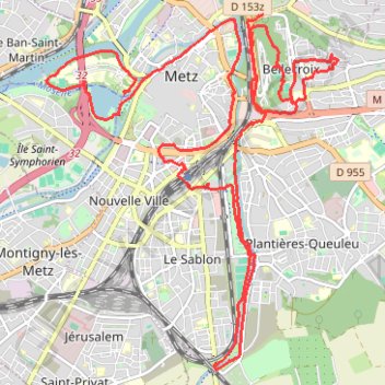 Itinéraire Metz, distance, dénivelé, altitude, carte, profil, trace GPS