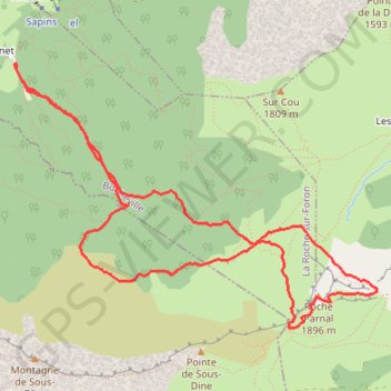 Itinéraire Roche Parnal, distance, dénivelé, altitude, carte, profil, trace GPS