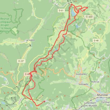 Itinéraire Gaschney et lacs, distance, dénivelé, altitude, carte, profil, trace GPS