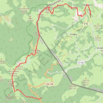 Itinéraire La crête W des Aldudes, distance, dénivelé, altitude, carte, profil, trace GPS