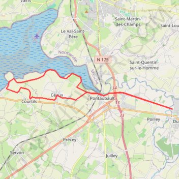 Itinéraire De Ducey à la Maison de la Baie, distance, dénivelé, altitude, carte, profil, trace GPS