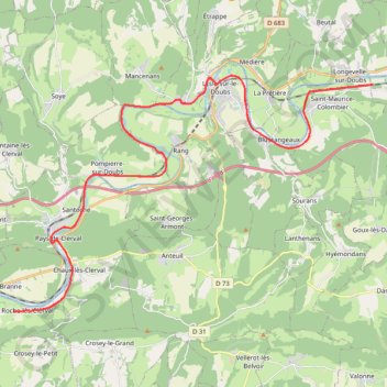Itinéraire L'Isle-sur-le-Doubs, distance, dénivelé, altitude, carte, profil, trace GPS