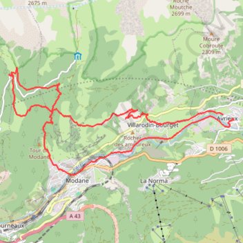 Itinéraire Vanoise Sud - Hameau de Polset, Modane, distance, dénivelé, altitude, carte, profil, trace GPS