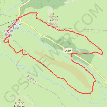 Itinéraire Le Puy de la Jambe et le bourg de Prat-de-Bouc, distance, dénivelé, altitude, carte, profil, trace GPS