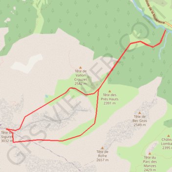Itinéraire Tête du siguret, distance, dénivelé, altitude, carte, profil, trace GPS