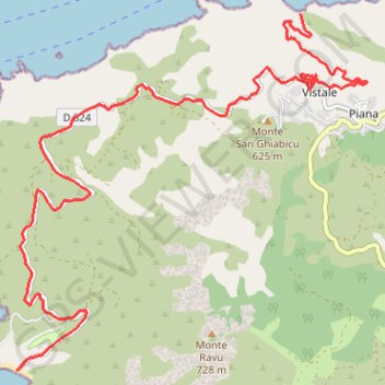 Itinéraire Rando autour de Piana, distance, dénivelé, altitude, carte, profil, trace GPS