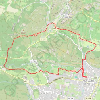 Itinéraire Mausssane les Alpilles, distance, dénivelé, altitude, carte, profil, trace GPS