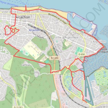 Itinéraire Une boucle dans Arcachon depuis le port de la Teste-de-Buch, distance, dénivelé, altitude, carte, profil, trace GPS