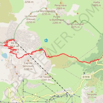 Itinéraire Pic du Midi de Bigorre (2872m) par le sentier des Muletiers, distance, dénivelé, altitude, carte, profil, trace GPS