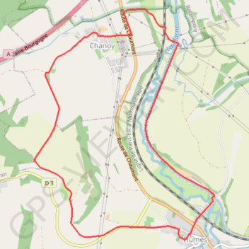 Itinéraire Humes Chanoy, distance, dénivelé, altitude, carte, profil, trace GPS